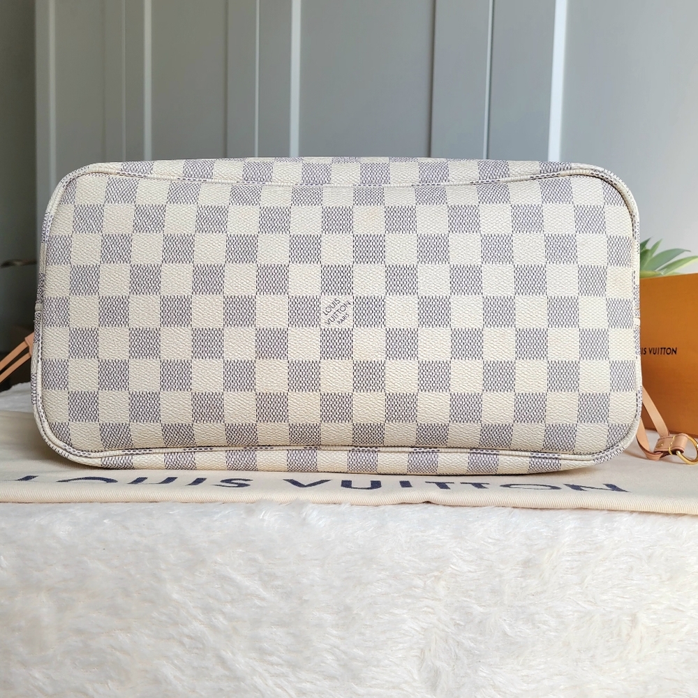 💕BEAUTIFUL Louis Vuitton Tote Bag Neverfull MM Damier AZUR "Rose Ballerine - Picture 16 of 16